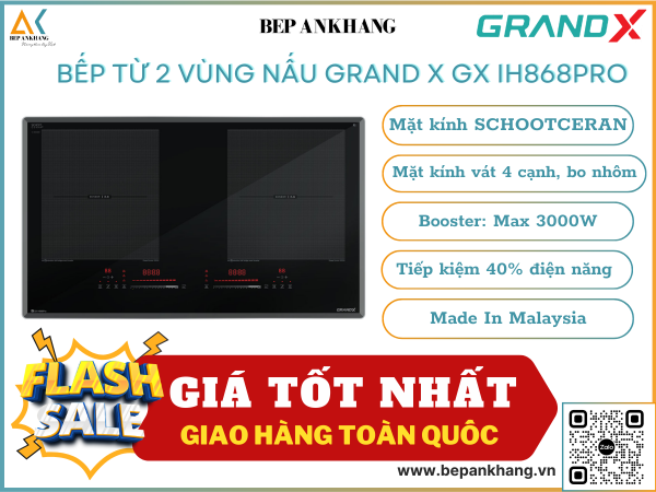 Bếp từ 2 vùng nấu Grand X GX IH868Pro - Made In Malaysia